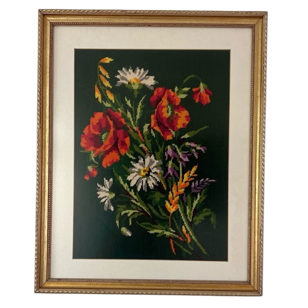 French Floral Needlepoint Vintage Margot de Paris Hand Stitched Tapestry #557 - Picture 10 of 16